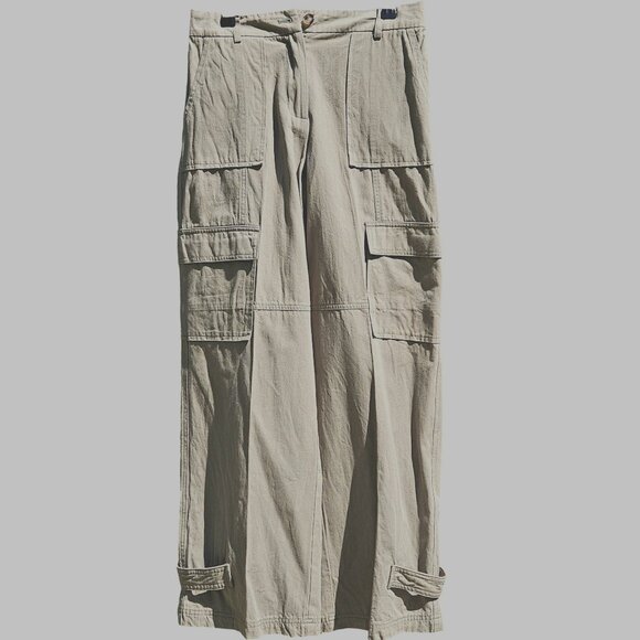 Womans light Olive green minimalist utility cargo pocketed pants size XS - Picture 1 of 8